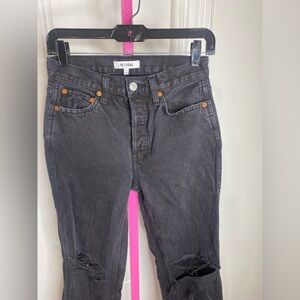 Re/Done Charcoal Mid-Rise Wide Leg Jeans
